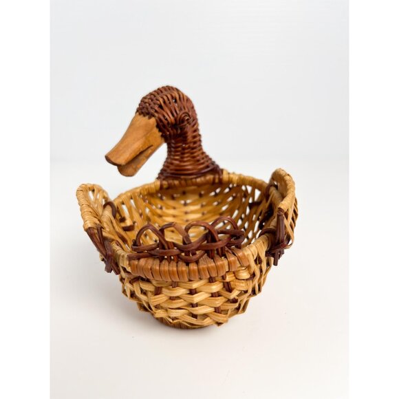 Vintage 90s mini wicker duck basket - Picture 4 of 9